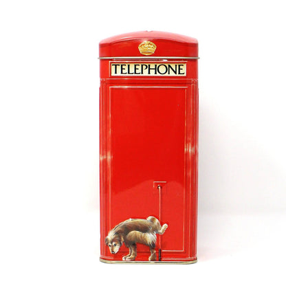Coin Bank, Churchill’s, English Telephone Booth, Kids in Phone Booth Collectible Tin, Vintage England