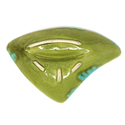 Ashtray, Maurice of California Pottery, D405, Mid-Century Modern, Green, Turquoise & Gold, Vintage