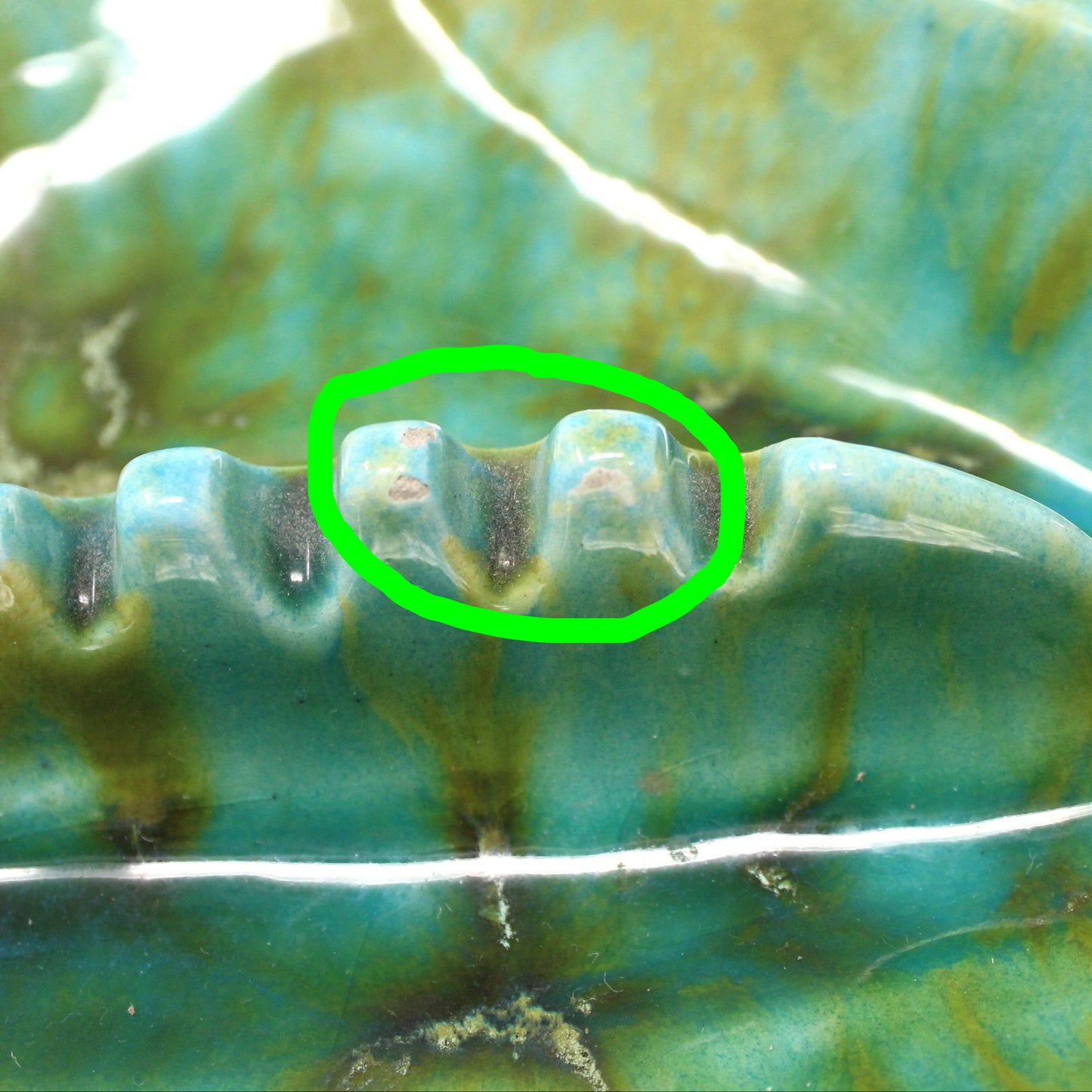 Ashtray, Maurice of California Pottery, D405, Mid-Century Modern, Green, Turquoise & Gold, Vintage