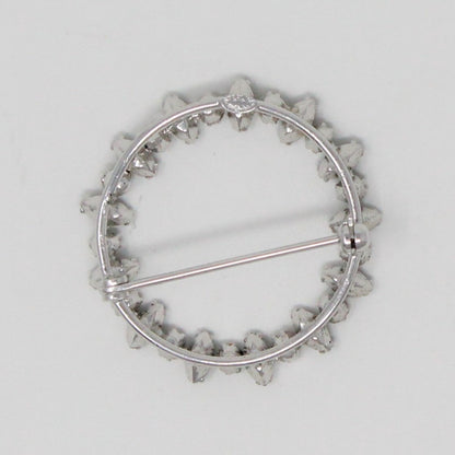 Pin / Brooch, Carl Art, Sterling Silver with Blue & Clear Rhinestones, Round, Vintage