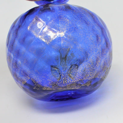 Bud Vase, Murano, Hand Blown, Cobalt Blue with Gold Leaf & Embossing, RARE, Vintage