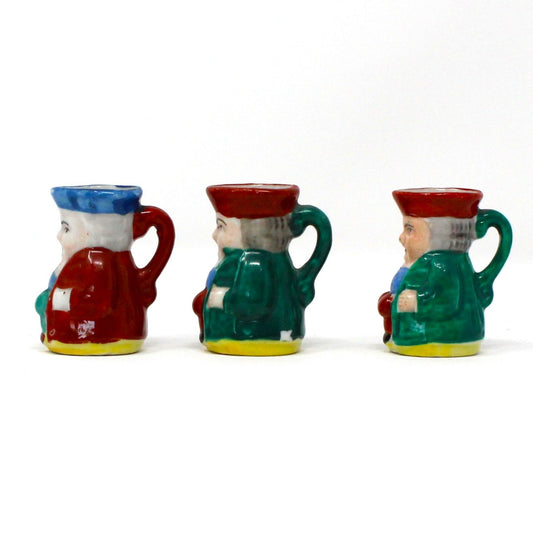 Pitchers / Jugs, Miniature Toby Jugs, Hand Painted, Set of 3, Occupied Japan, Vintage 2"
