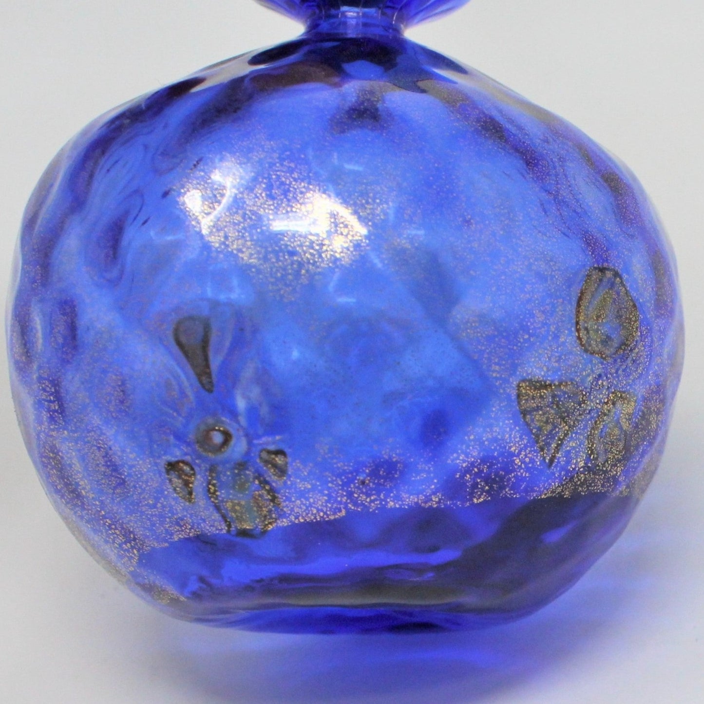 Bud Vase, Murano, Hand Blown, Cobalt Blue with Gold Leaf & Embossing, RARE, Vintage