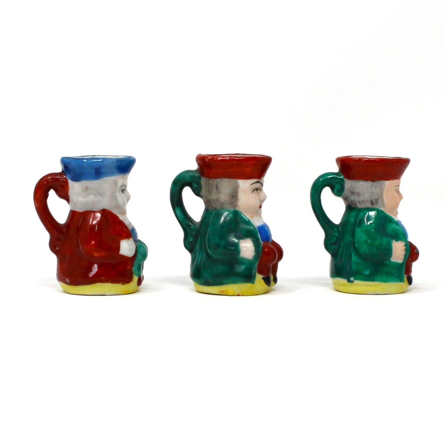 Pitchers / Jugs, Miniature Toby Jugs, Hand Painted, Set of 3, Occupied Japan, Vintage 2"