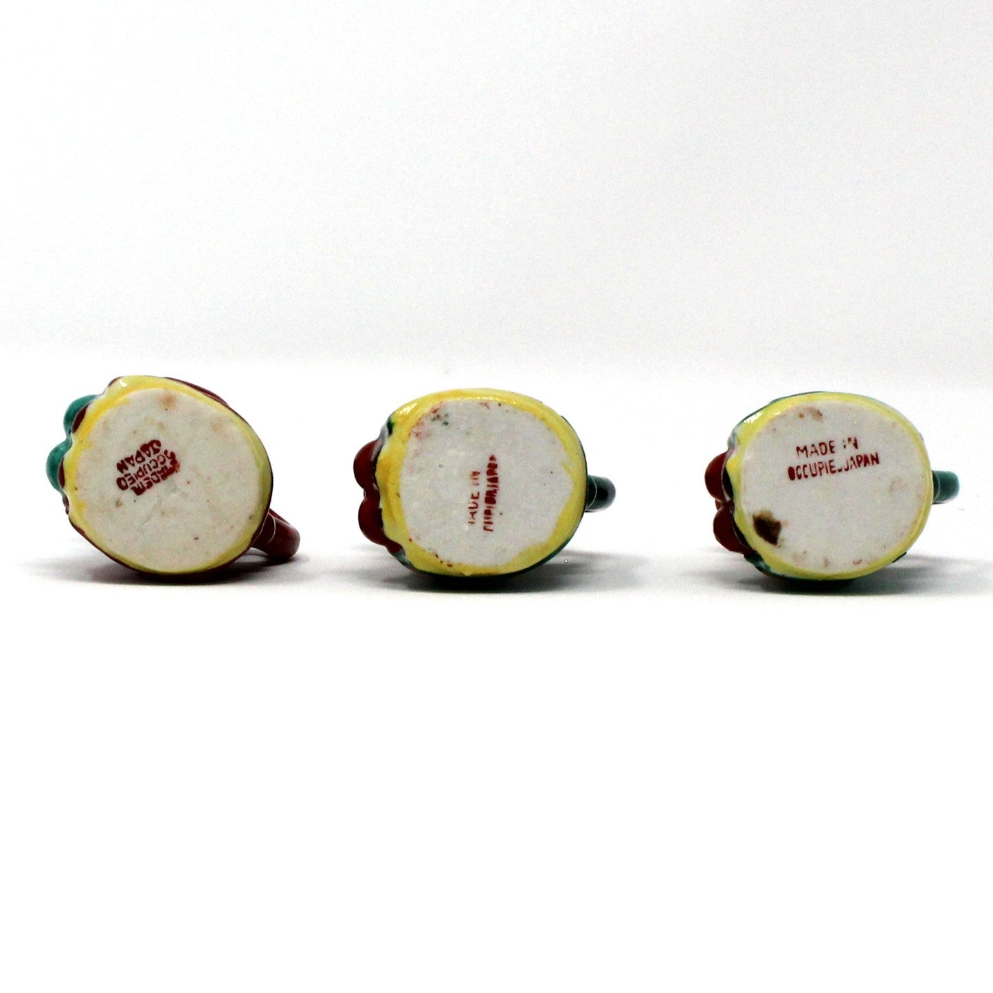 Pitchers / Jugs, Miniature Toby Jugs, Hand Painted, Set of 3, Occupied Japan, Vintage 2"
