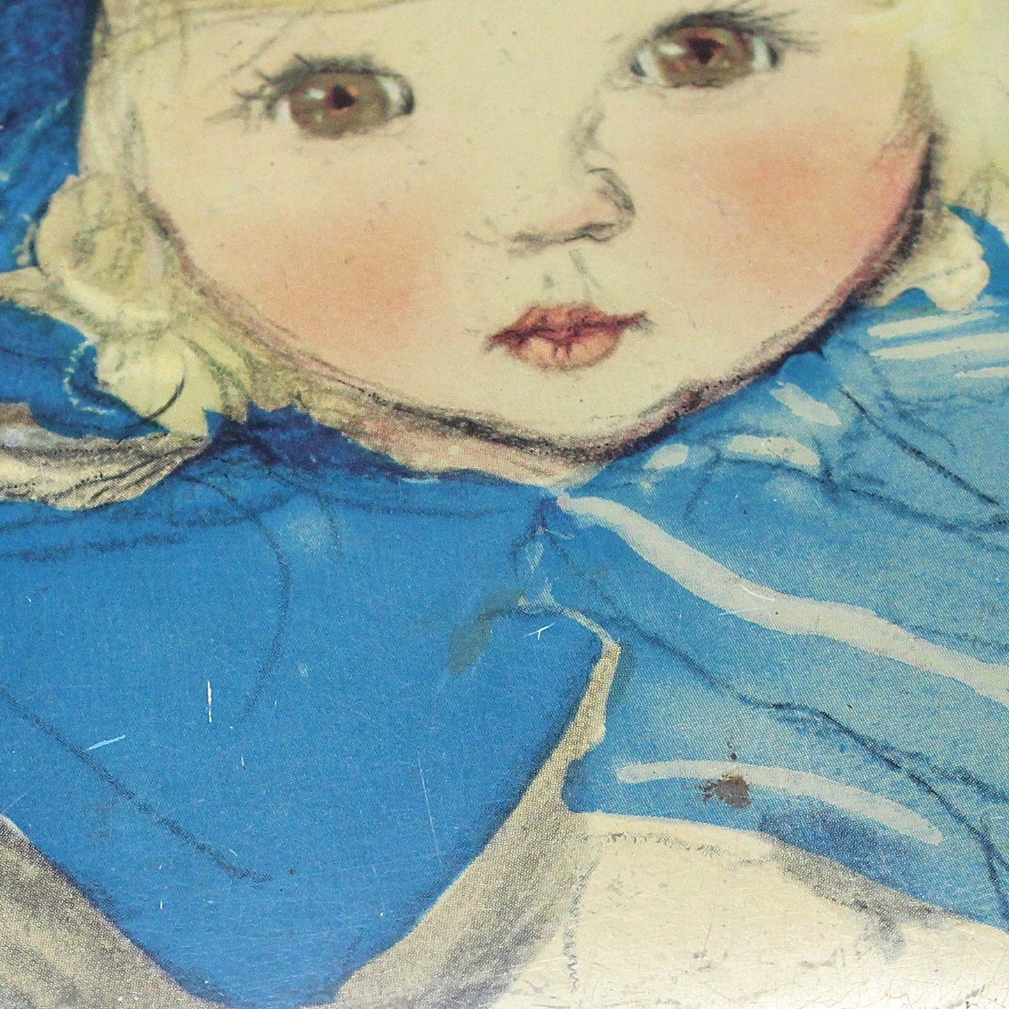 Tins, Gift Tin / Cookie Tin, Girl in Blue Hat, Cote D'Or Le Bon Chocolat Belgium, Vintage