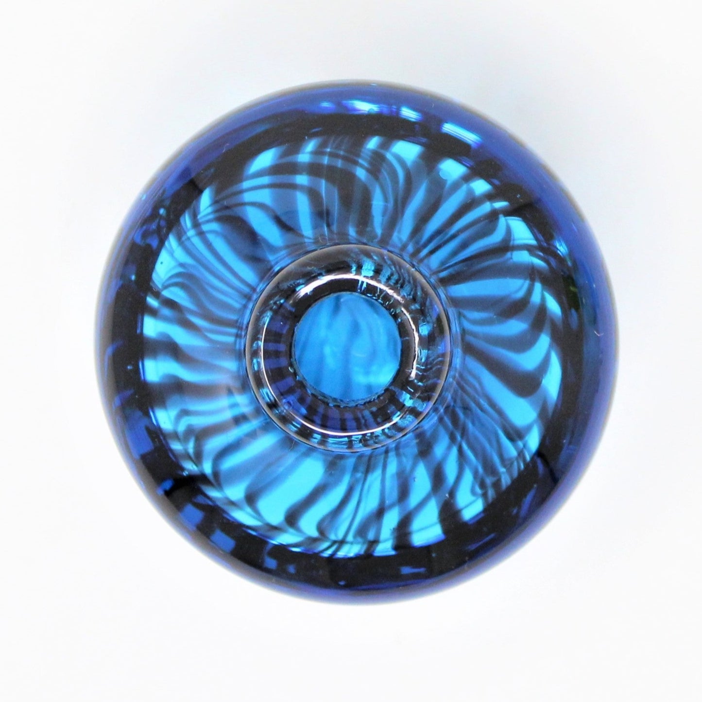 Decorative Bottle, Murano Bud Vase, Cobalt Blue with Black Swirls, Vintage