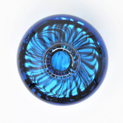 Decorative Bottle, Murano Bud Vase, Cobalt Blue with Black Swirls, Vintage