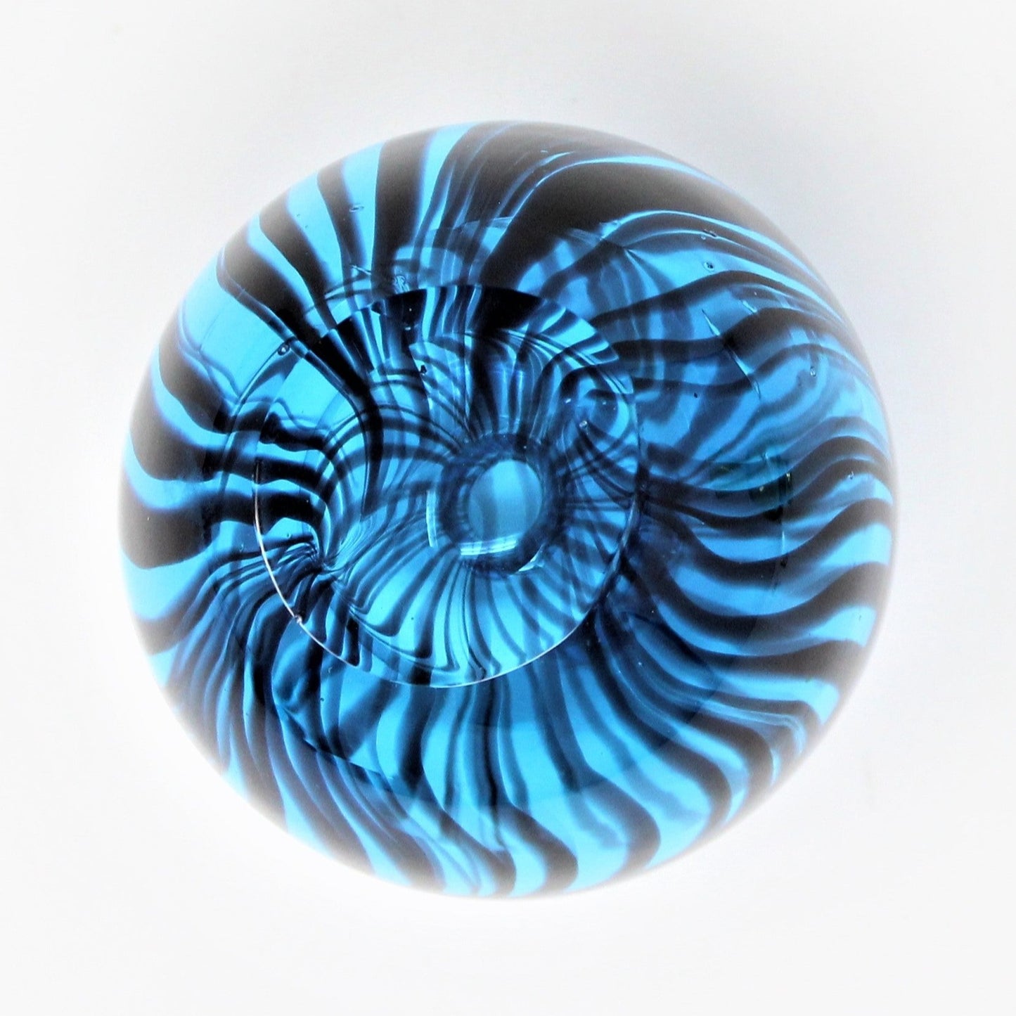 Decorative Bottle, Murano Bud Vase, Cobalt Blue with Black Swirls, Vintage