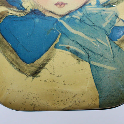 Tins, Gift Tin / Cookie Tin, Girl in Blue Hat, Cote D'Or Le Bon Chocolat Belgium, Vintage