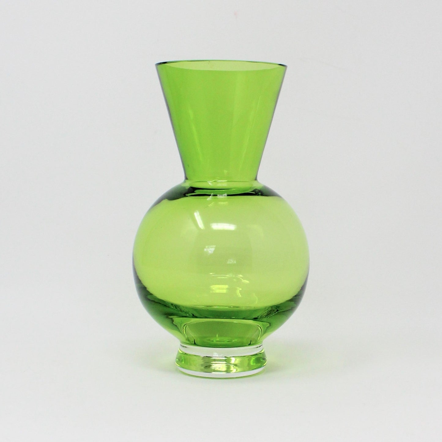 Vase, Dartington Fine Crystal, Hand Blown Urn Vase, Green Glass, Vintage