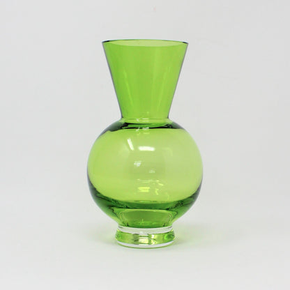 Vase, Dartington Fine Crystal, Hand Blown Urn Vase, Green Glass, Vintage