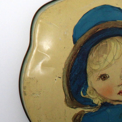 Tins, Gift Tin / Cookie Tin, Girl in Blue Hat, Cote D'Or Le Bon Chocolat Belgium, Vintage