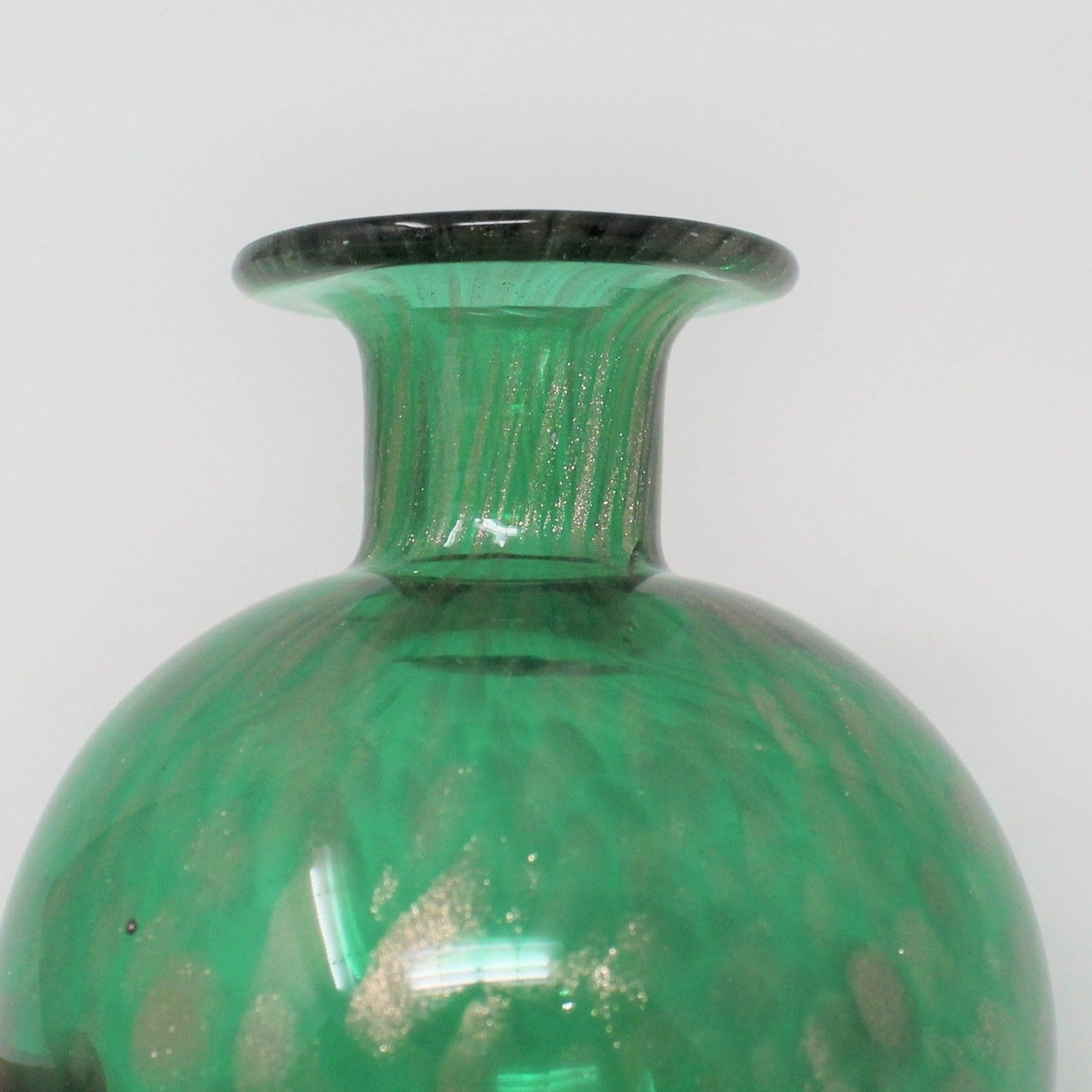 Perfume Bottle with Stopper, Murano Glass, Green & Avventurina Gold, Vintage, SOLD