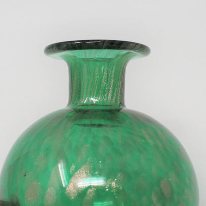 Perfume Bottle with Stopper, Murano Glass, Green & Avventurina Gold, Vintage, SOLD