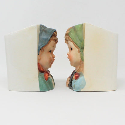 Planter, Sanmyro, Hummel-Like Pair Alpine Boy & Girl Mid Century Planters, Vintage