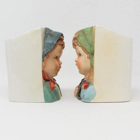 Planter, Sanmyro, Hummel-Like Pair Alpine Boy & Girl Mid Century Planters, Vintage