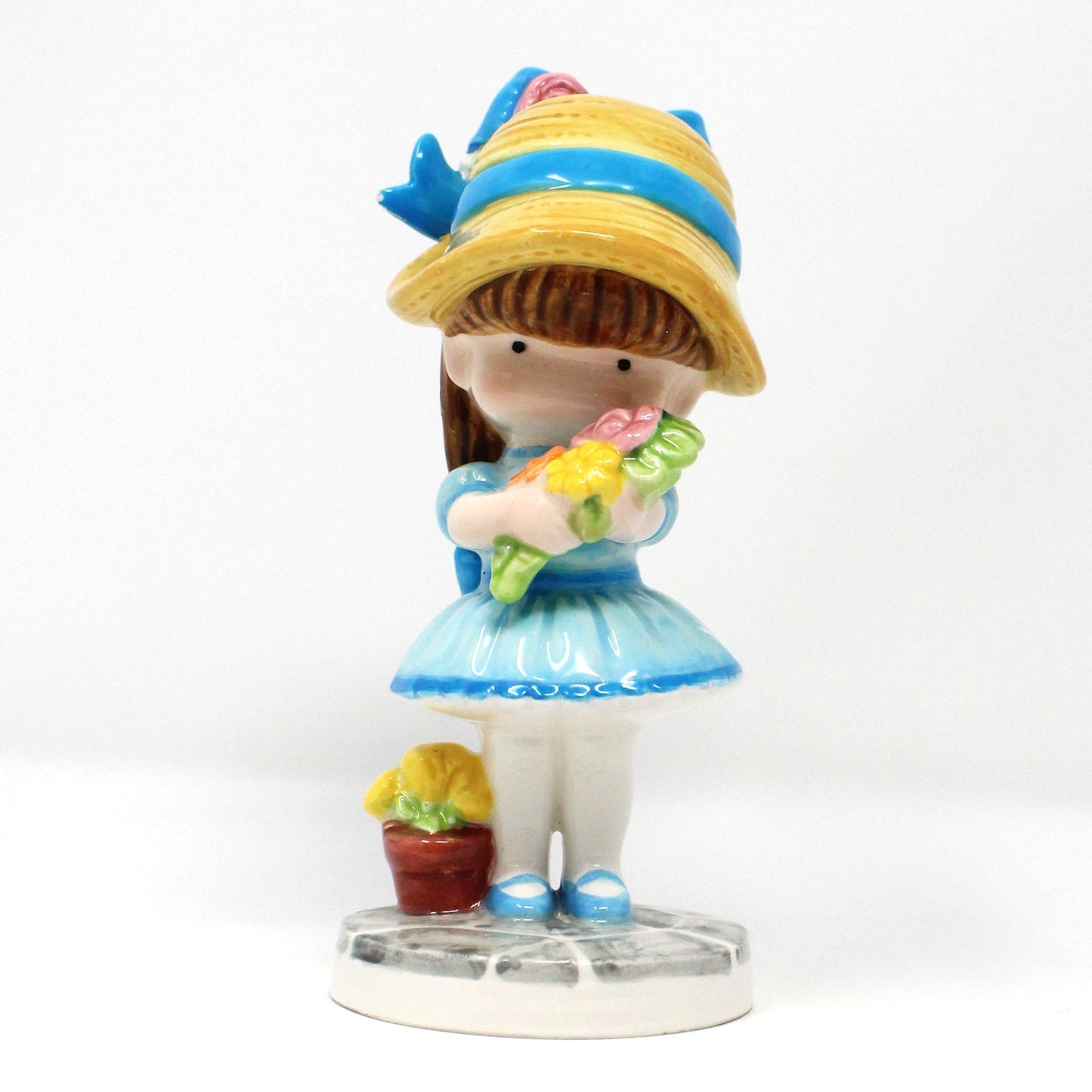 Figurines, Joan Walsh Anglund, Boy and Girl, 1981, Set of 2, Flower Girl, Teddy Bear Boy, Vintage