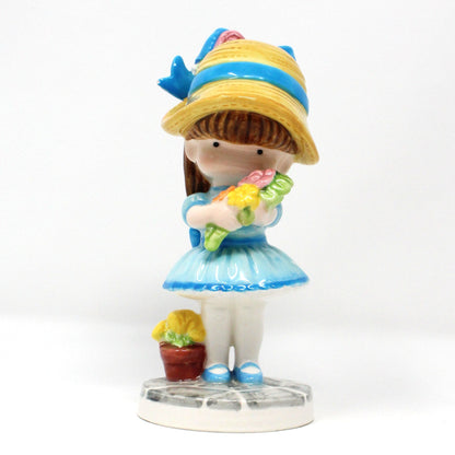 Figurines, Joan Walsh Anglund, Boy and Girl, 1981, Set of 2, Flower Girl, Teddy Bear Boy, Vintage