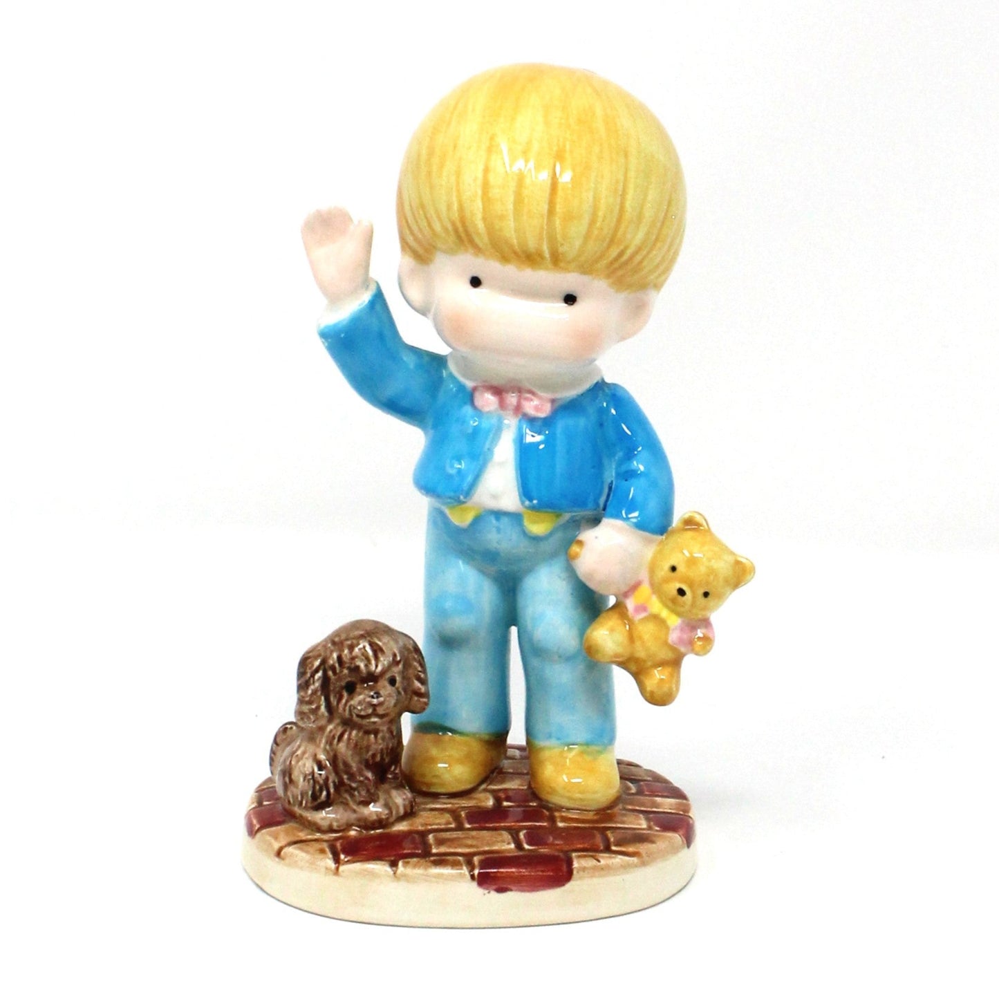 Figurines, Joan Walsh Anglund, Boy and Girl, 1981, Set of 2, Flower Girl, Teddy Bear Boy, Vintage
