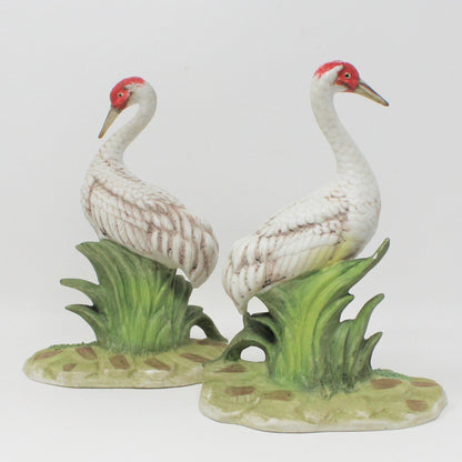 Figurine, Royal Crown / Arnart, Red Crowned Cranes, Artist Signed Jonathon Byron, Set of 2, Vintage