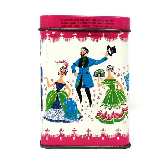Tin, Gift Tin / Storage Box, Barton's Bonbonniere, Ladies & Gentlemen Dancing, Pink & White, Empty, Vintage