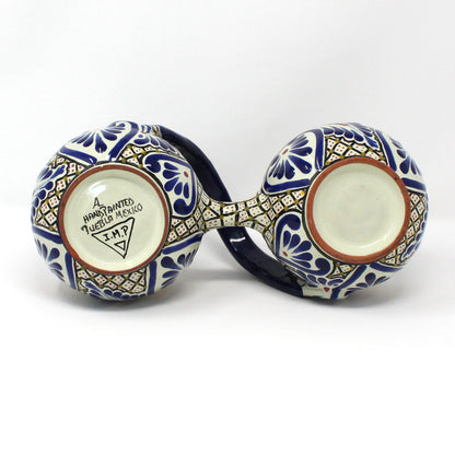 Condiment Set, IMP Puebla Mexico Talavera Pottery, Hand Painted Ceramic Artwork, Floral