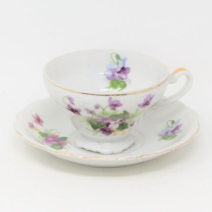 Teacup and Saucer, HB, Purple Violets, Japan, Vintage