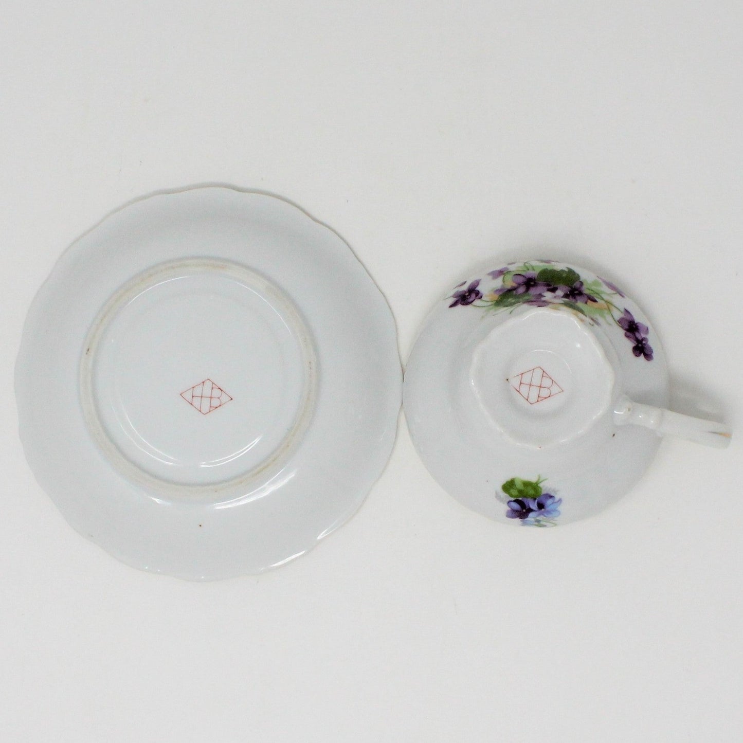 Teacup and Saucer, HB, Purple Violets, Japan, Vintage