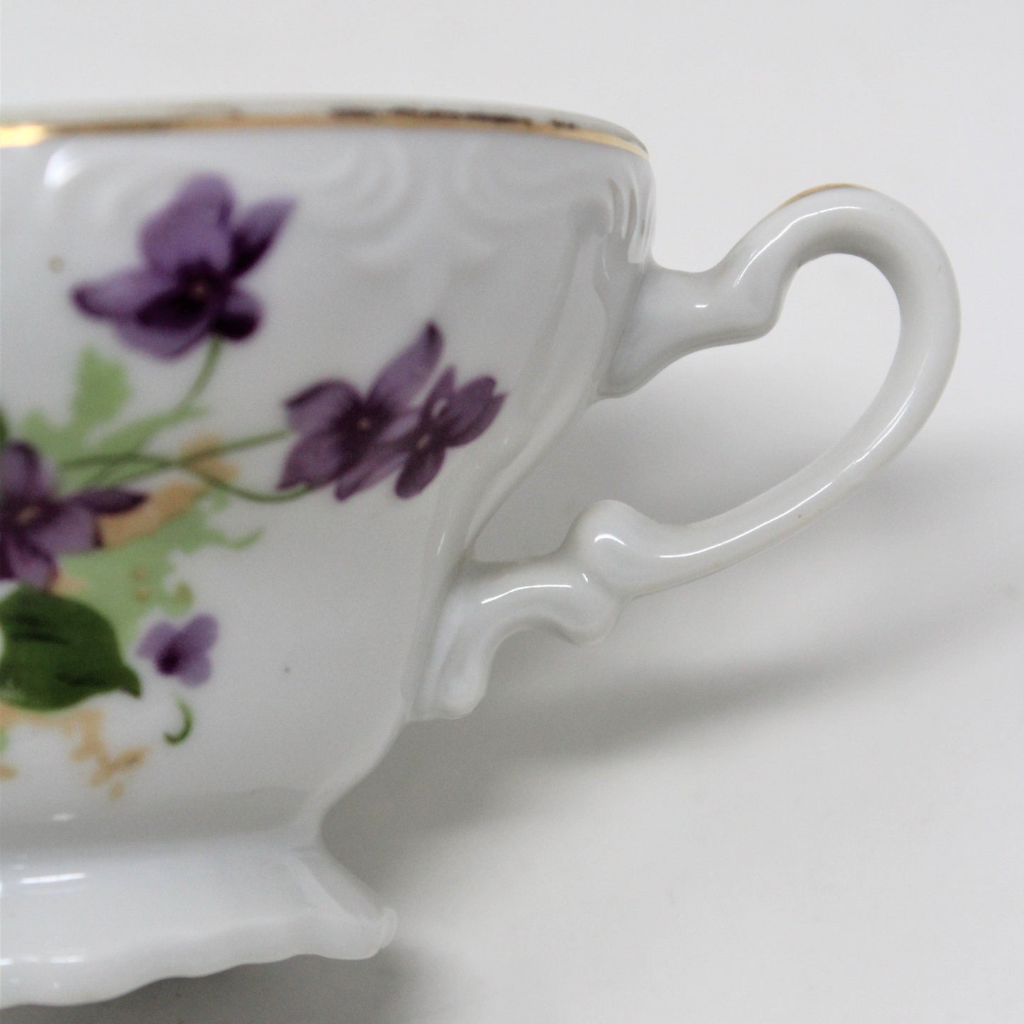 Teacup and Saucer, HB, Purple Violets, Japan, Vintage