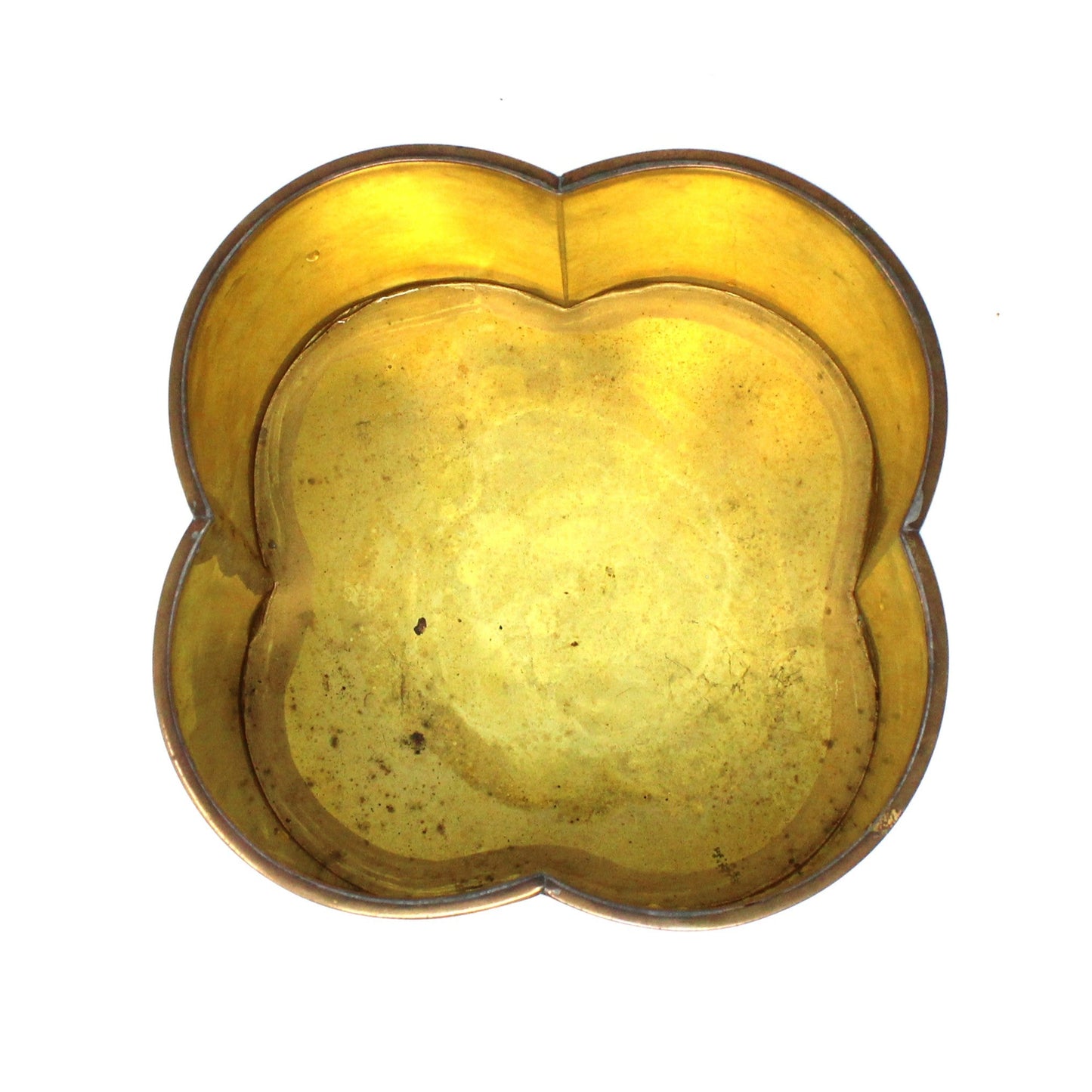 Planter, Brass Cachet Pot, Quatrefoil Footed, Vintage