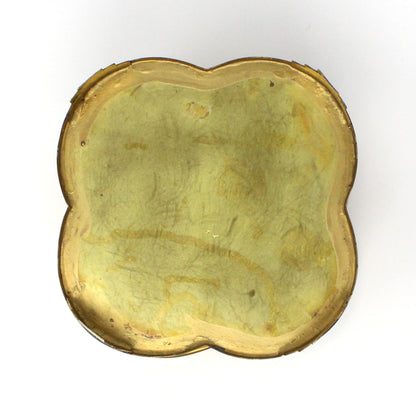 Planter, Brass Cachet Pot, Quatrefoil Footed, Vintage