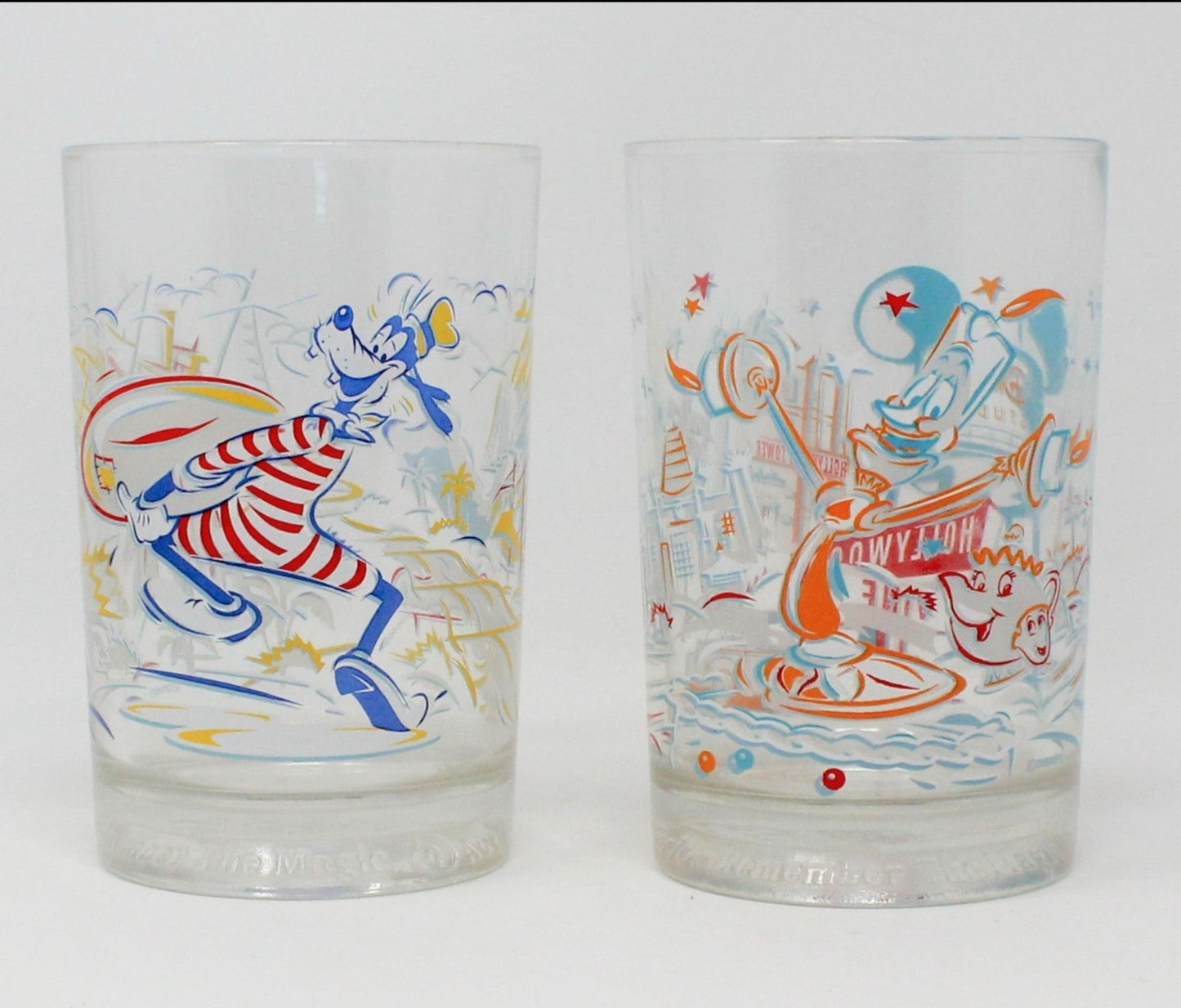 Glass Tumblers, Disney World 25th Anniversary, Set of 2, Vintage