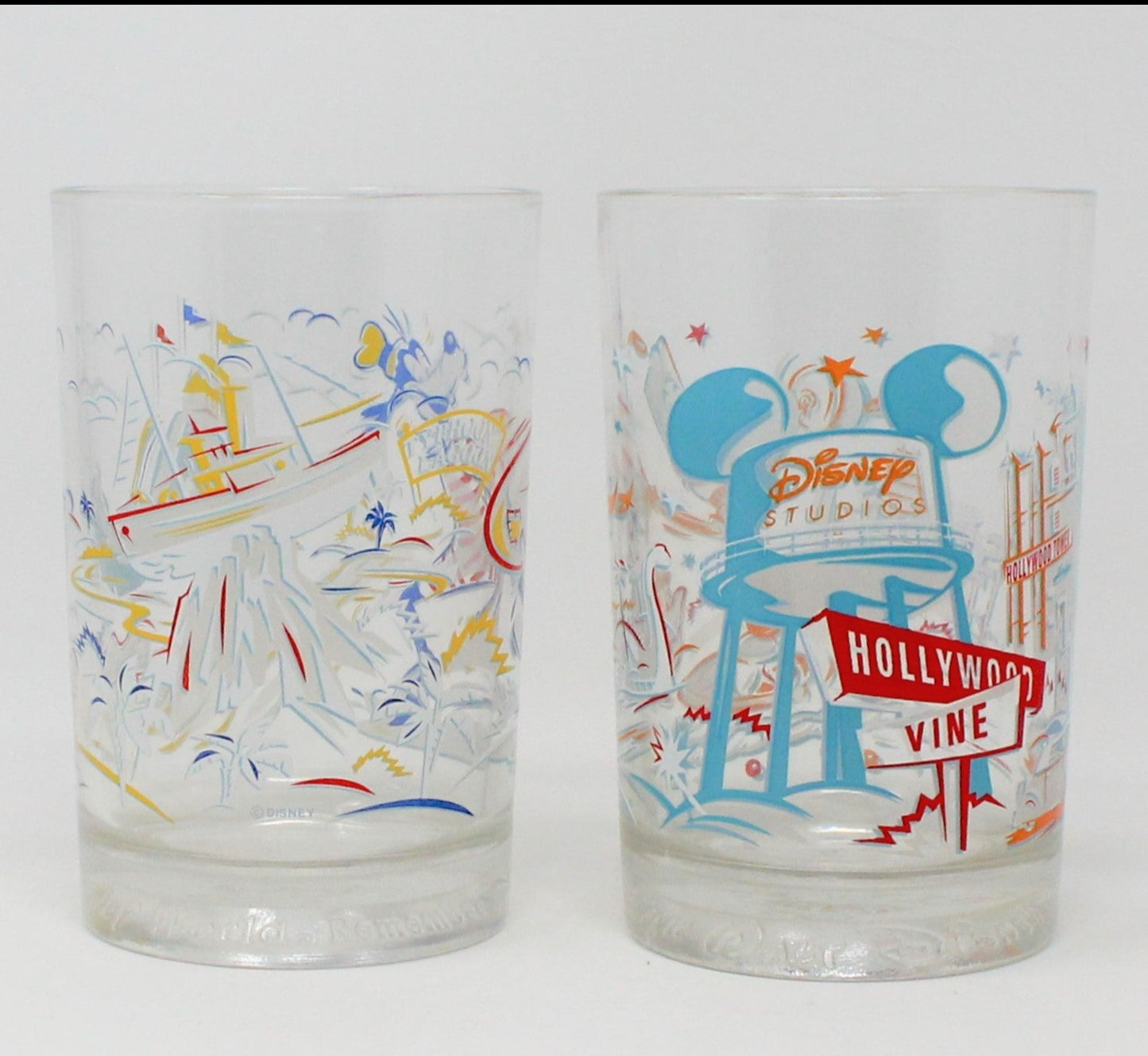 Glass Tumblers, Disney World 25th Anniversary, Set of 2, Vintage