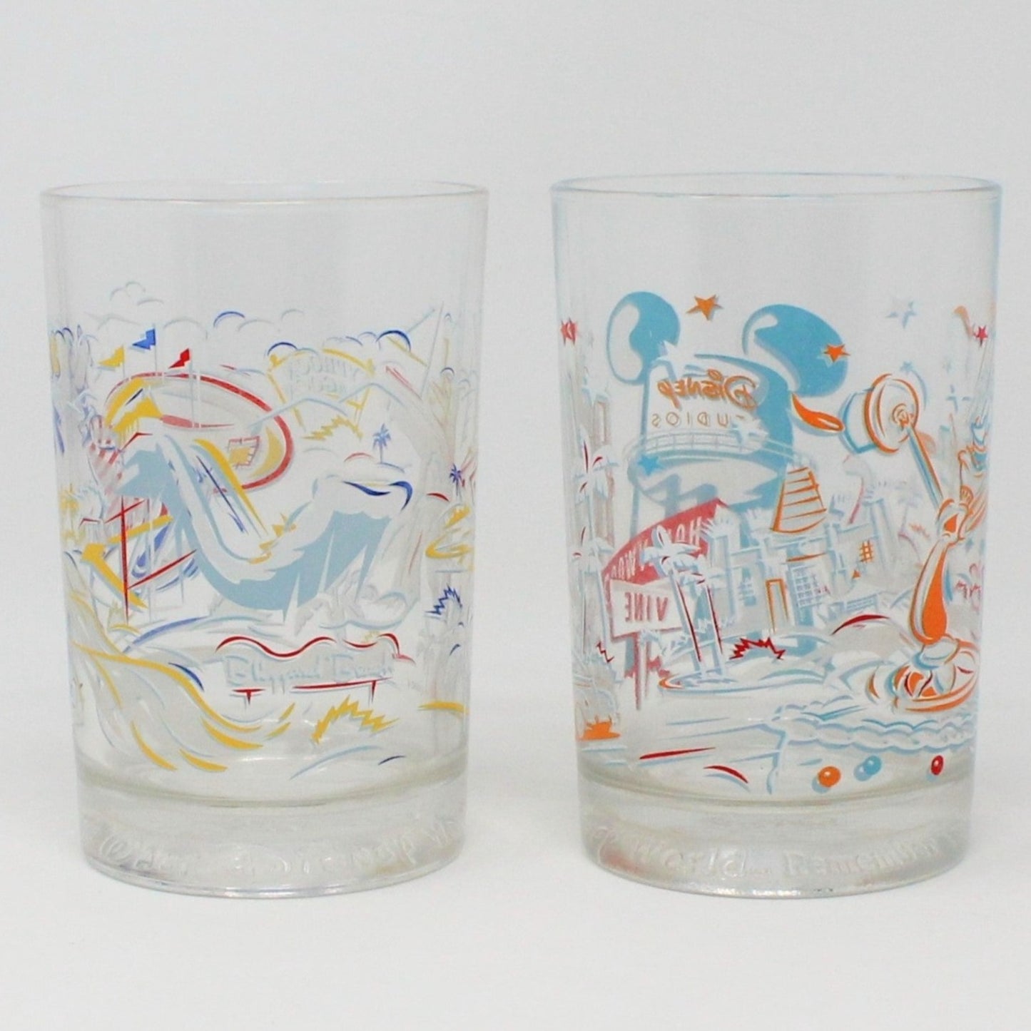 Glasses, Tumblers, Disney World 25th Anniversary, Set of 2, Vintage