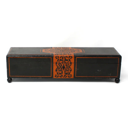 vintage German wooden box with fretwork