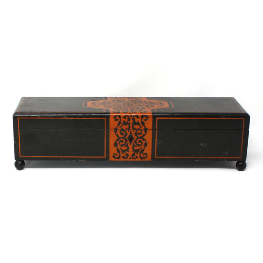 vintage German wooden box with fretwork