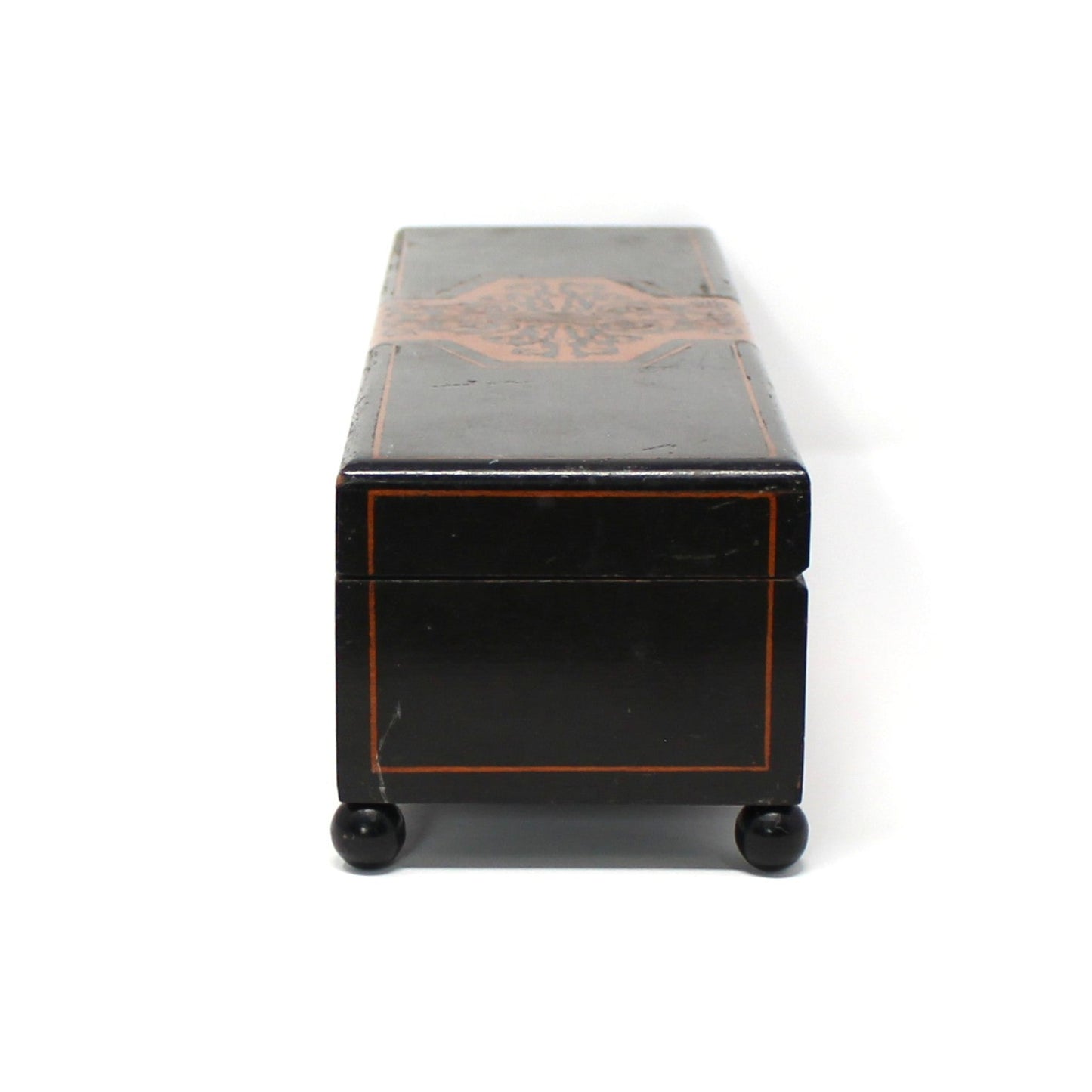 side view of black wood box