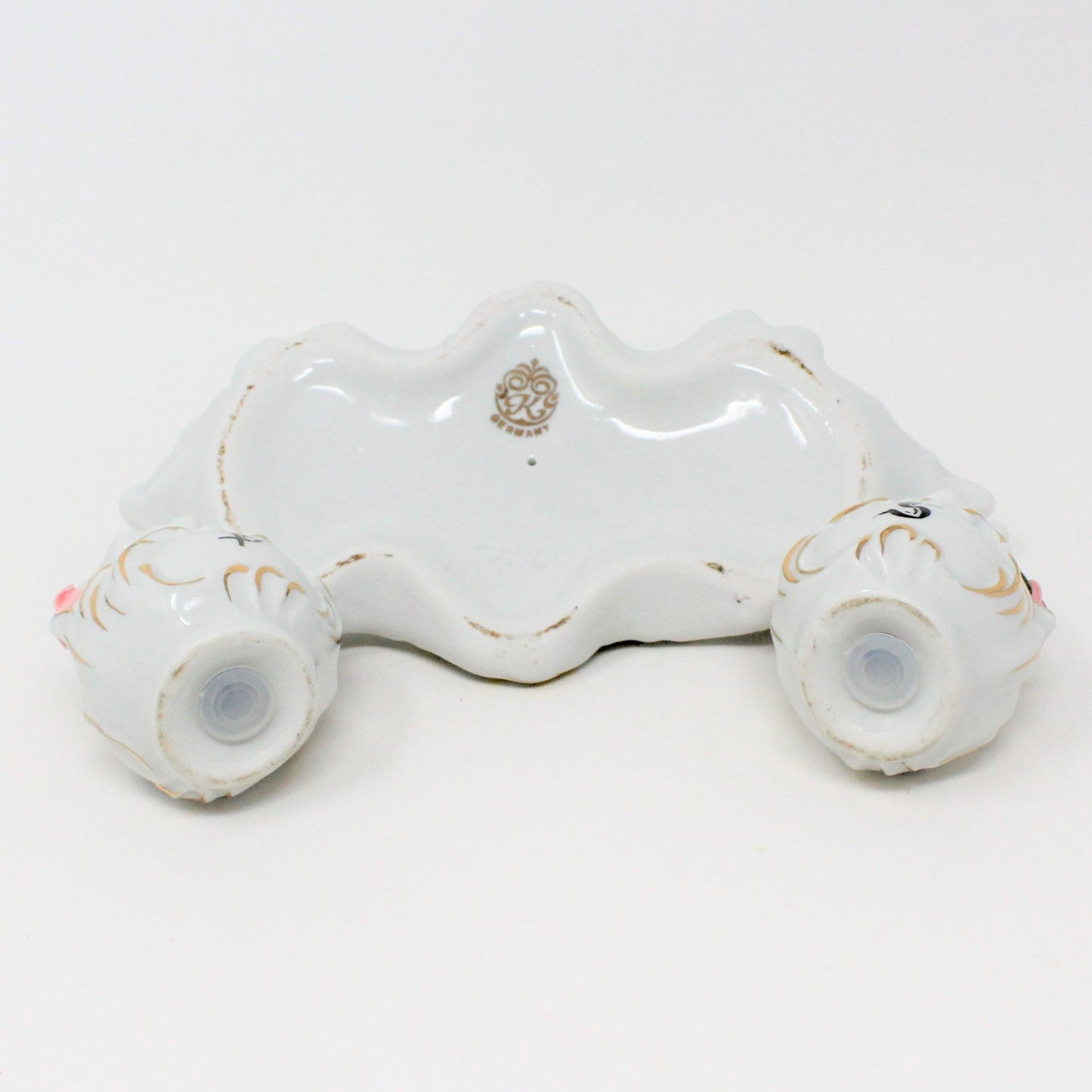 Salt and Pepper Shakers with Tray, Dresden Style, Hand Applied Pink Roses, Vintage
