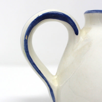Pitcher, FTD, Italian Pottery, Hand Painted, Blue Floral, Vintage Italy