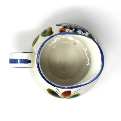 Pitcher, FTD, Italian Pottery, Hand Painted, Blue Floral, Vintage Italy