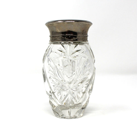 Perfume Bottle Cut Glass with Silver Top