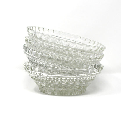 Fruit / Dessert Bowls, Anchor Hocking, Wexford Clear, Set of 3, Vintage