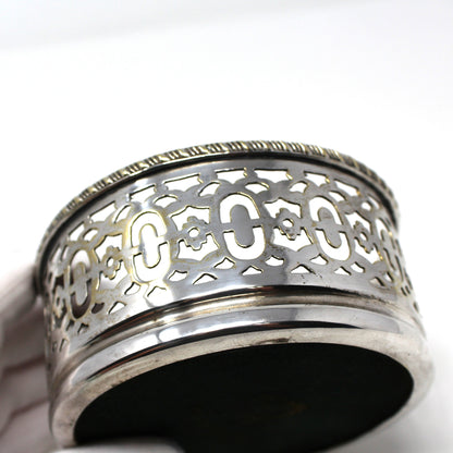 Bottle Coaster, Jordan Sheffield Collection, Silverplate & Wood, England, Vintage