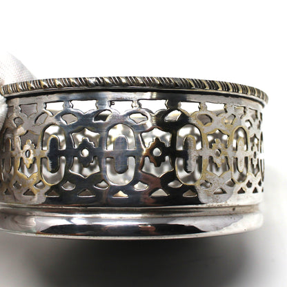 Bottle Coaster, Jordan Sheffield Collection, Silverplate & Wood, England, Vintage