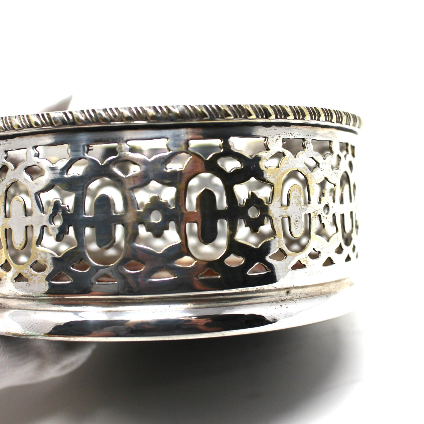 Bottle Coaster, Jordan Sheffield Collection, Silverplate & Wood, England, Vintage