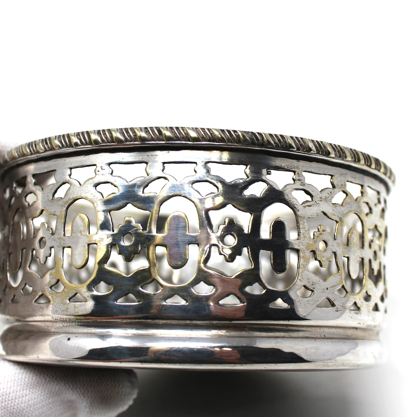 Bottle Coaster, Jordan Sheffield Collection, Silverplate & Wood, England, Vintage