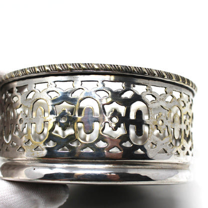 Bottle Coaster, Jordan Sheffield Collection, Silverplate & Wood, England, Vintage