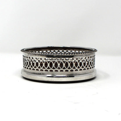 Bottle Coaster, Gainsborough, Silverplate & Wood, England, Vintage