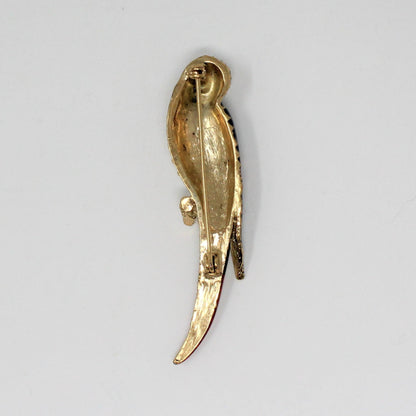 Brooch / Pin, Bird / Parrot, Blue, Red & Green Enamel with Rhinestones, Vintage, SOLD
